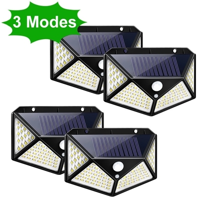 Waterproof + Waterproof IP65 Solar Power 4 Sides Lighting Wall Lamp Outdoor PIR Motion Sensor Solar Light Outdoor Garden Stairs 100LED Solar Motion Sensor Led Solar Light